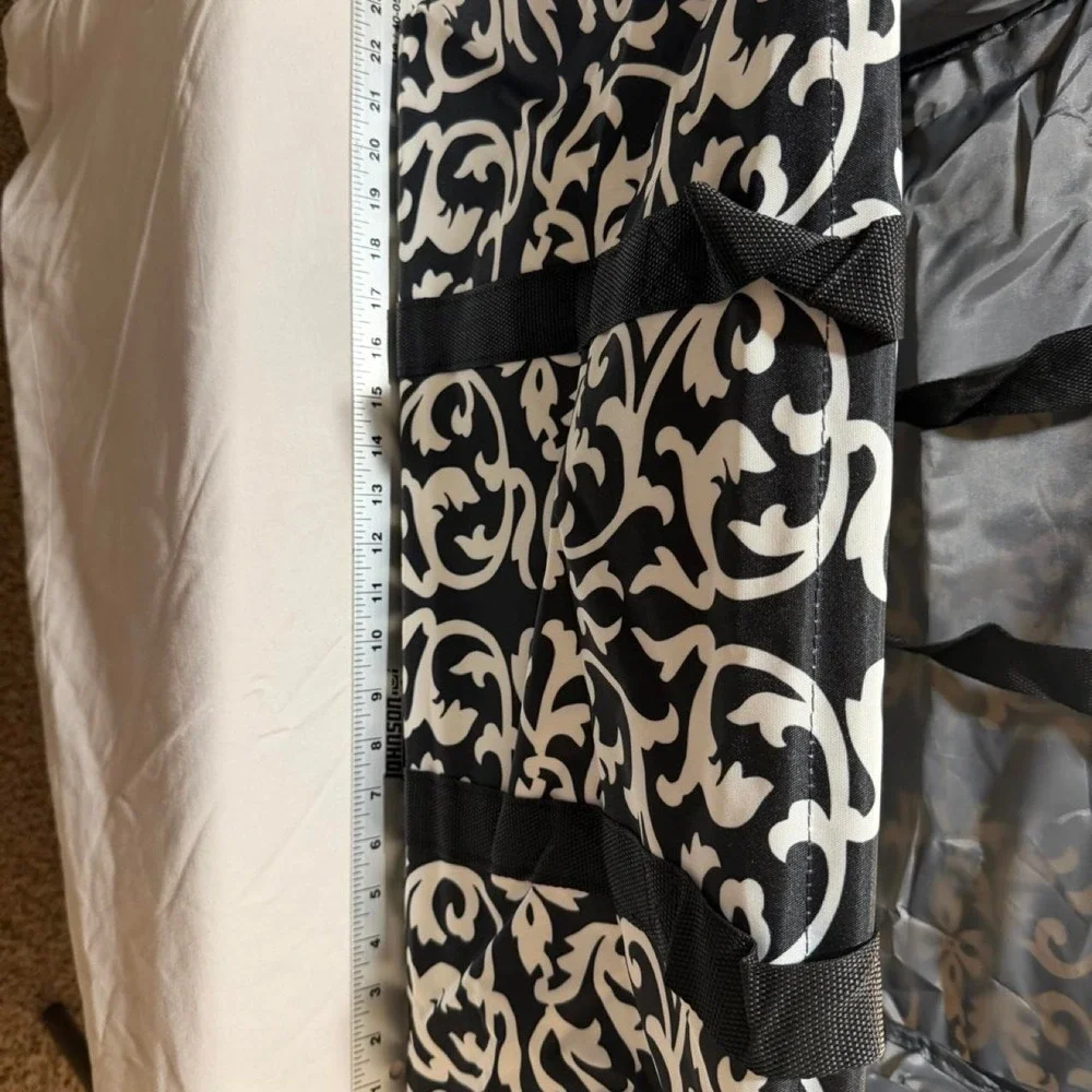 Black White Damask Cooler Bag Insulated XL Utility Tote Collapsible Picnic Bag